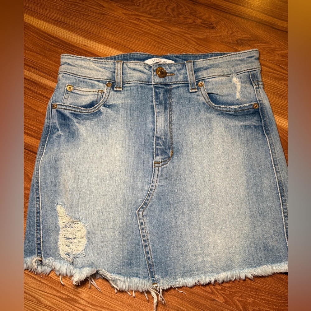 STS Blue Light Denim Distressed Mini Skirt